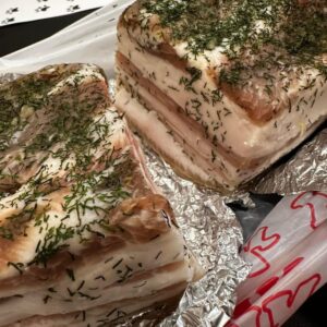 Traditional Salted Pork Lard with Garlic & Dill